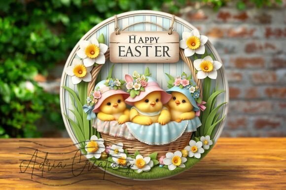 Download 3D Easter Baby Chickens Round Design - Round design Collection