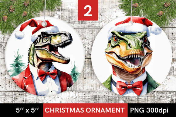 Download Christmas Dinosaur in Suit, Round Design - Round design Collection
