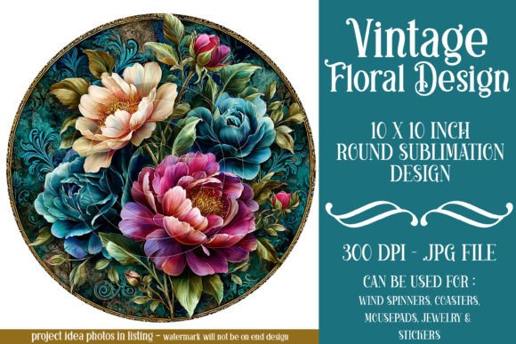 Download Pretty Blue Pink Floral Round Design 26 - Round design Collection